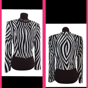 Vintage 90s ALBERTO MAKALI CROPPED BOLERO JACKET BLAZER Mod Swirls S